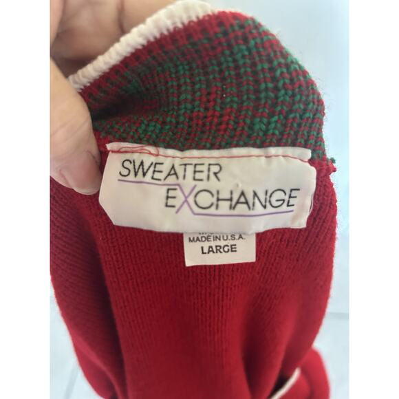 Ugly Christmas Sweater Scottie Dog Sz L Red Chunky Fishserman Holiday - Picture 6 of 8